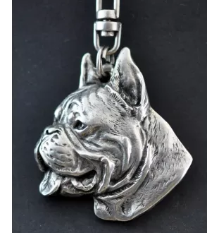 Boxer, Deutscher Boxer I - Versilberter Schlüsselanhänger mit Hund, Handtaschen-Dekoration, Rucksack-Anhänger der Marke Art-Dog
