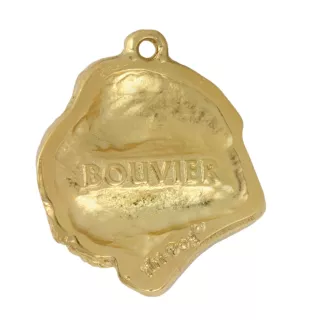 Flandrischer Treibhund, Bouvier des Flandres - Vergoldeter Schlüsselanhänger mit Hund, Handtaschenschmuck, Luxus-Accessoire der Marke Art-Dog