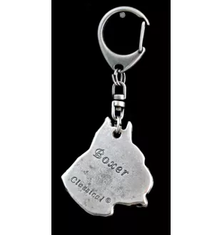 Boxer, German Boxer I - Silver-plated key ring with dog, handbag decoration, backpack pendant by Art-Dog brand