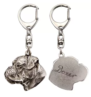 Boxer, Deutscher Boxer III - Versilberter Schlüsselanhänger mit Hund, Handtaschen-Dekoration, Rucksack-Anhänger der Marke Art-Dog
