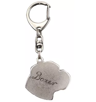 Boxer III - Porte-clés argenté avec chien, décoration de sac à main, pendentif de sac à dos par la marque Art-Dog