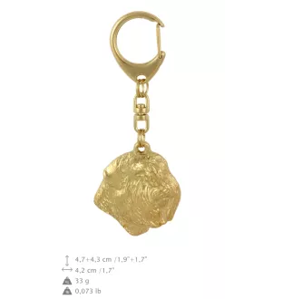 Flandrischer Treibhund, Bouvier des Flandres - Vergoldeter Schlüsselanhänger mit Hund in Geschenkbox, Handtaschen-Dekoration, Luxus-Accessoire der Marke Art-Dog