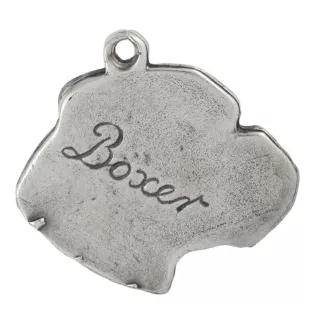 Boxer, German Boxer III - Silver-plated key ring with dog, handbag decoration, backpack pendant by Art-Dog brand
