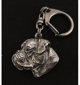 Boxer, German Boxer III - Silver-plated key ring with dog, handbag decoration, backpack pendant by Art-Dog brand
