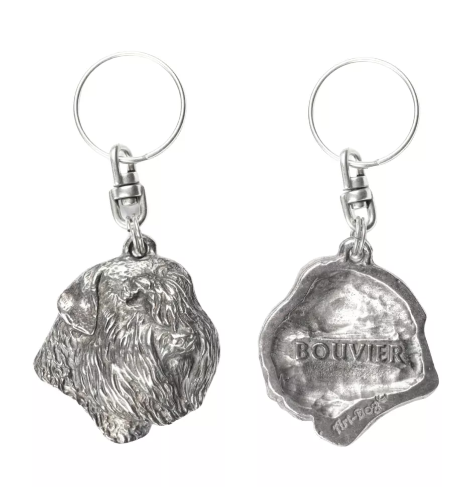 Bouvier des Flandres - Pendentif argenté avec un chien dans une boîte décorative, décoration de sac à main, pendentif de sac à dos par la marque Art-Dog