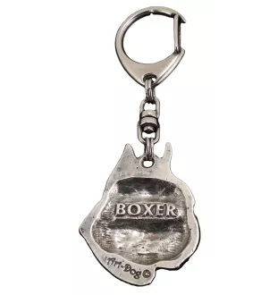 Boxer, German Boxer II - Silver-plated key ring with dog, handbag decoration, backpack pendant by Art-Dog brand