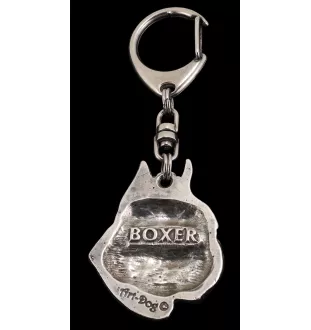Boxer, German Boxer II - Silver-plated key ring with dog, handbag decoration, backpack pendant by Art-Dog brand
