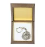 Bouvier des Flandres, Flanders Cattle Dog - Silver-plated key ring with a dog in a gift box, handbag decoration, backpack pendant by Art-Dog brand