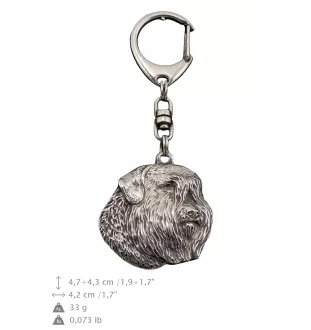 Bouvier des Flandres - Porte-clés argenté avec un chien dans une boîte cadeau, décoration de sac à main, pendentif de sac à dos par la marque Art-Dog