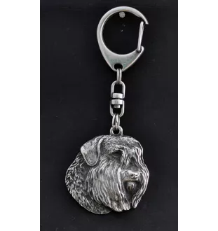 Bouvier des Flandres - Porte-clés argenté avec un chien dans une boîte cadeau, décoration de sac à main, pendentif de sac à dos par la marque Art-Dog