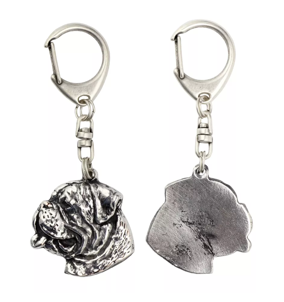 Boxer, German Boxer - Silver-plated key ring with dog, handbag decoration, backpack pendant by Art-Dog brand