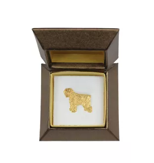 Bouvier des Flandres - Broche de chien dans une boîte décorative, épingle élégante en plaqué or, épingle de veste de la marque Art-Dog