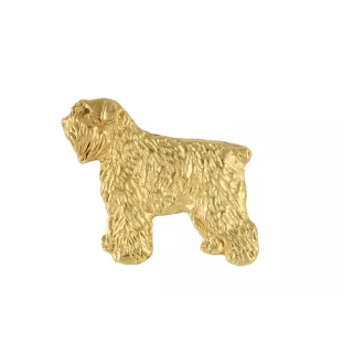 Flandrischer Treibhund, Bouvier des Flandres - Hundebrosche in dekorativer Box, elegante vergoldete Anstecknadel, Jackenbrosche der Marke Art-Dog