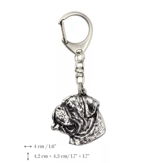 Boxer, German Boxer - Silver-plated key ring with dog, handbag decoration, backpack pendant by Art-Dog brand