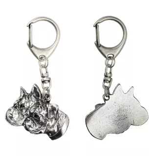 Boxer, Deutscher Boxer IV - Versilberter Schlüsselanhänger mit Hund, Handtaschen-Dekoration, Rucksack-Anhänger der Marke Art-Dog