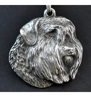 Flandrischer Treibhund, Bouvier des Flandres - Halskette mit Hund, versilberter Anhänger für Hundefans, einzigartiger Schmuck der Marke Art-Dog