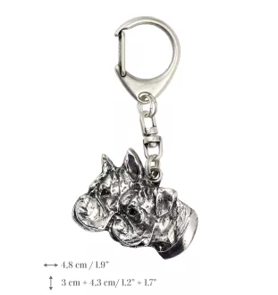 Boxer IV - Porte-clés argenté avec chien, décoration de sac à main, pendentif de sac à dos par la marque Art-Dog