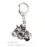 Boxer, German Boxer IV - Silver-plated key ring with dog, handbag decoration, backpack pendant by Art-Dog brand
