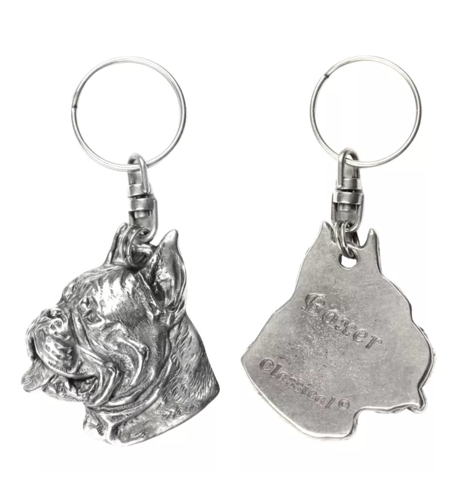 Boxer I - Pendentif chien argenté, décoration de sac à main, pendentif sac à dos par la marque Art-Dog