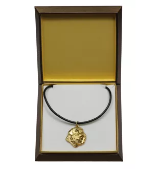 Flandrischer Treibhund, Bouvier des Flandres - Hundehalsband in Geschenkbox, vergoldeter Anhänger für Hundefans, auffälliger Schmuck von Art-Dog