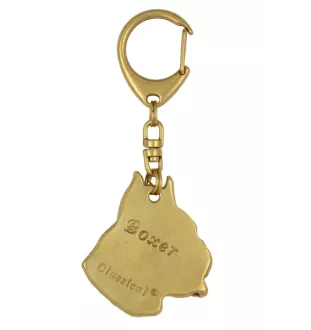 Boxer I - Porte-clés doré avec chien, décoration de sac à main, accessoire de luxe de la marque Art-Dog