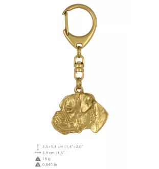 Boxer, German Boxer III - Gilded key ring with dog, handbag decoration, luxury accessory by Art-Dog brand