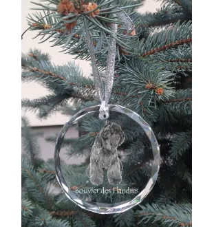 Flandrischer Treibhund, Bouvier des Flandres - Kristallkugel mit Foto, Hundebild im Kristall, personalisierter Christbaumschmuck von Art-Dog.