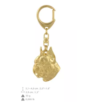 Boxer, German Boxer II - Gilded key ring with dog, handbag decoration, luxury accessory by Art-Dog brand