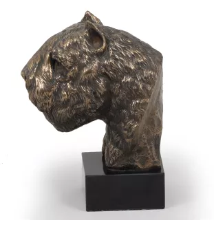 Bouvier des Flandres, Flanders Cattle Dog - Dog statue, bust on stone base, sculpture, trophy for dog show by Art-Dog brand