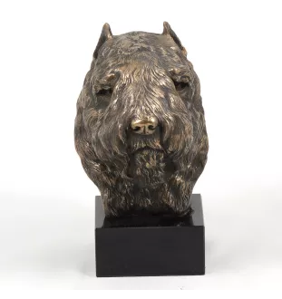 Bouvier des Flandres - Statue de chien, buste sur socle en pierre, sculpture, trophée pour exposition canine par la marque Art-Dog
