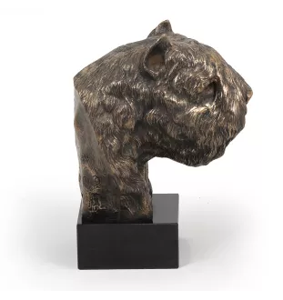 Bouvier des Flandres, Flanders Cattle Dog - Dog statue, bust on stone base, sculpture, trophy for dog show by Art-Dog brand