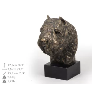 Bouvier des Flandres - Statue de chien, buste sur socle en pierre, sculpture, trophée pour exposition canine par la marque Art-Dog