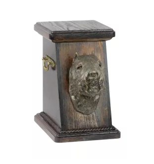 Bouvier des Flandres, Flanders Cattle Dog - urn for dog ashes, elegant urn with a statue, commemorative urn with a bust of a dog by Art-Dog brand