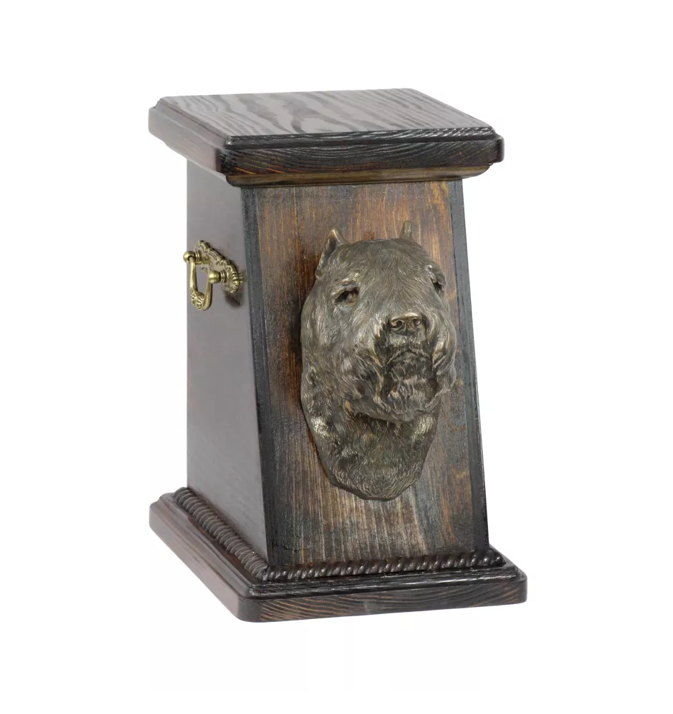 Bouvier des Flandres, Flanders Cattle Dog - urn for dog ashes, elegant urn with a statue, commemorative urn with a bust of a dog by Art-Dog brand