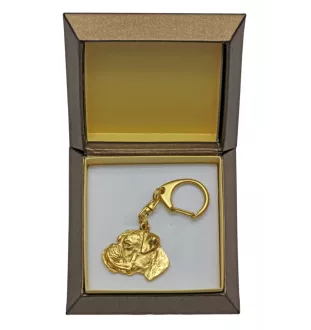Boxer, German Boxer III - Gilded key ring with dog in gift box, handbag decoration, luxury accessory by Art-Dog brand