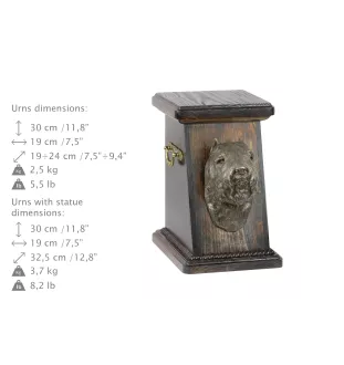 Bouvier des Flandres, Flanders Cattle Dog - urn for dog ashes, elegant urn with a statue, commemorative urn with a bust of a dog by Art-Dog brand