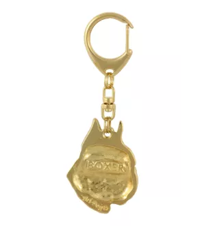 Boxer, German Boxer II - Gilded key ring with dog in gift box, handbag decoration, luxury accessory by Art-Dog brand