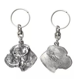 Boxer III - Pendentif argenté avec un chien dans une boîte décorative, décoration de sac à main, pendentif de sac à dos par la marque Art-Dog