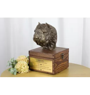 Bouvier des Flandres - urne pour les cendres du chien avec une statuette, petite urne pour chien, urne personnalisée avec le buste du chien de la marque Art-Dog