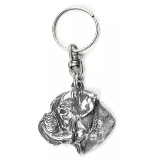 Boxer, German Boxer III - Silver-plated pendant with a dog in a decorative box, handbag decoration, backpack pendant by Art-Dog brand