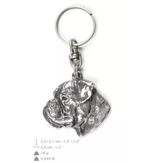 Boxer, German Boxer III - Silver-plated pendant with a dog in a decorative box, handbag decoration, backpack pendant by Art-Dog brand