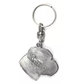 Boxer, German Boxer III - Silver-plated pendant with a dog in a decorative box, handbag decoration, backpack pendant by Art-Dog brand