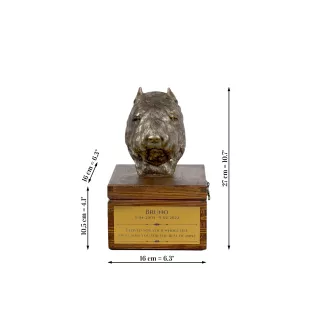 Bouvier des Flandres - urne pour les cendres du chien avec une statuette, petite urne pour chien, urne personnalisée avec le buste du chien de la marque Art-Dog