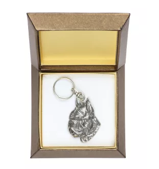 Boxer, Deutscher Boxer II - Versilberter Anhänger mit einem Hund in einer dekorativen Box, Handtaschenschmuck, Rucksackanhänger der Marke Art-Dog