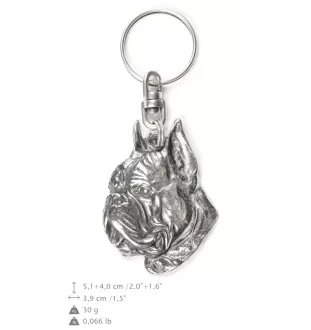 Boxer, German Boxer II - Silver-plated pendant with a dog in a decorative box, handbag decoration, backpack pendant by Art-Dog brand