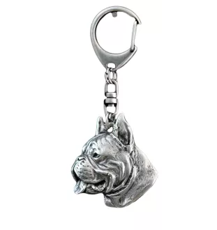 Boxer, German Boxer I - Silver-plated key ring with a dog in a gift box, handbag decoration, backpack pendant by Art-Dog brand