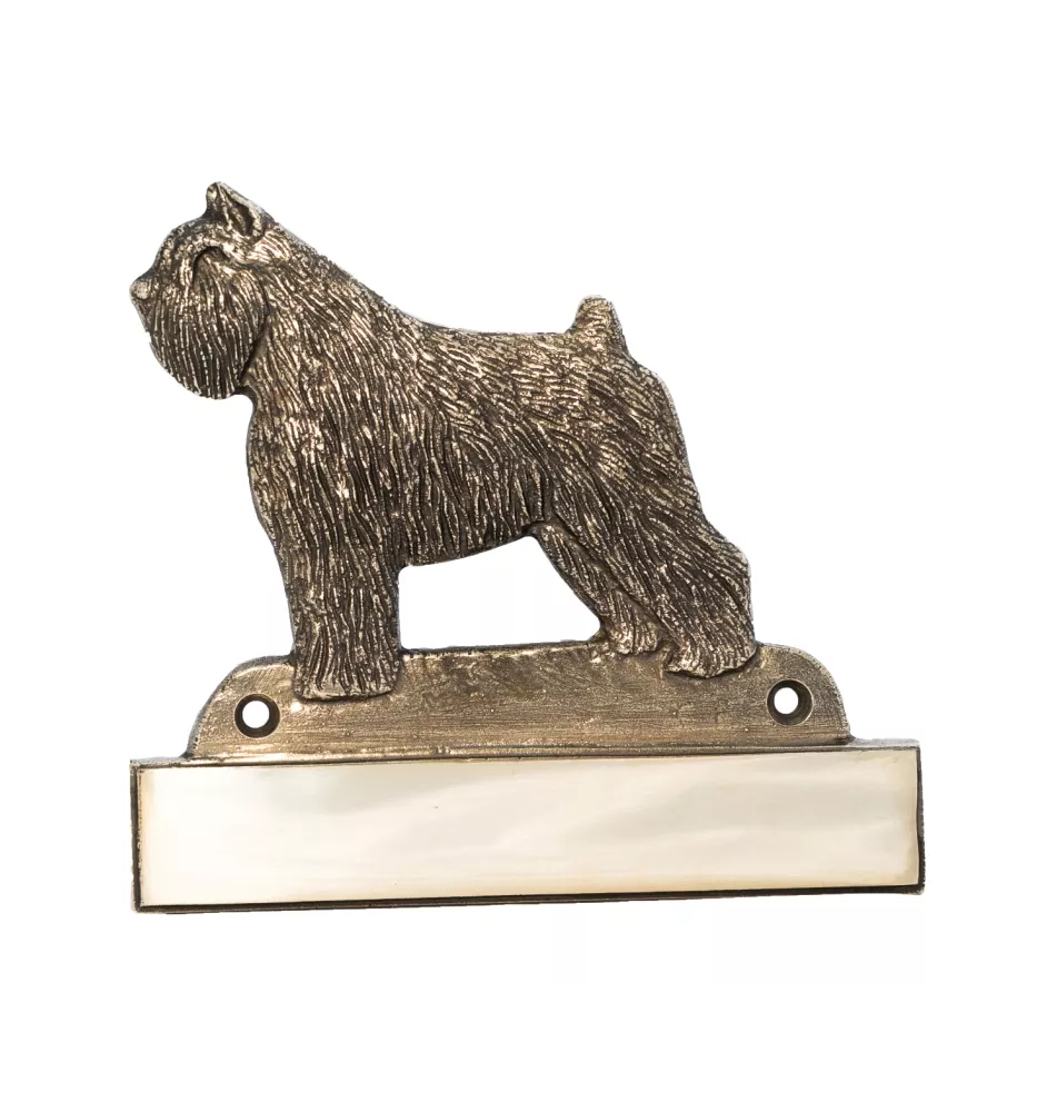 Flandrischer Treibhund, Bouvier des Flandres - Haustürschild mit Hund, Messingschild mit Namen, personalisiertes Türschild mit Markennamen Art-Dog