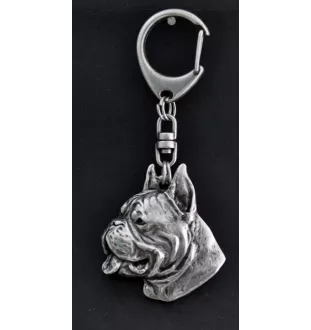 Boxer, Deutscher Boxer I - Versilberter Schlüsselanhänger mit Hund in einer Geschenkbox, Handtaschenschmuck, Rucksackanhänger der Marke Art-Dog