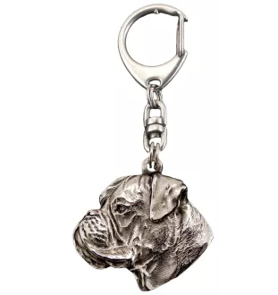 Boxer III - Porte-clés argenté avec un chien dans une boîte cadeau, décoration de sac à main, pendentif de sac à dos par la marque Art-Dog