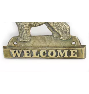 Bouvier des Flandres - une plaque de porte avec un chien, une plaque de bienvenue en laiton, une enseigne exceptionnelle avec l'inscription Welcome de la marque Art-Dog